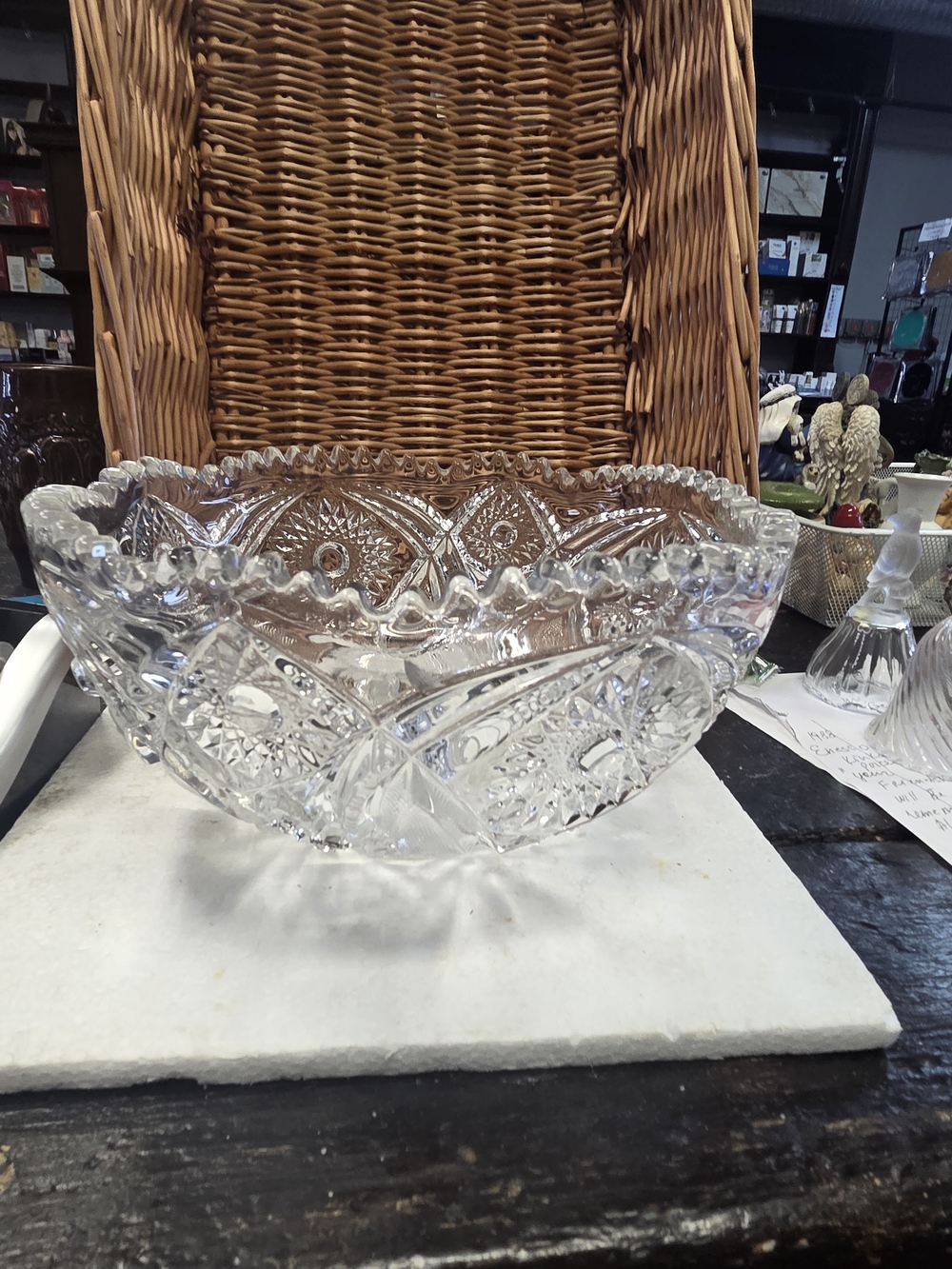 Vintage Decorative Clear Crystal Bowl - Elegant Home Art Mid Century